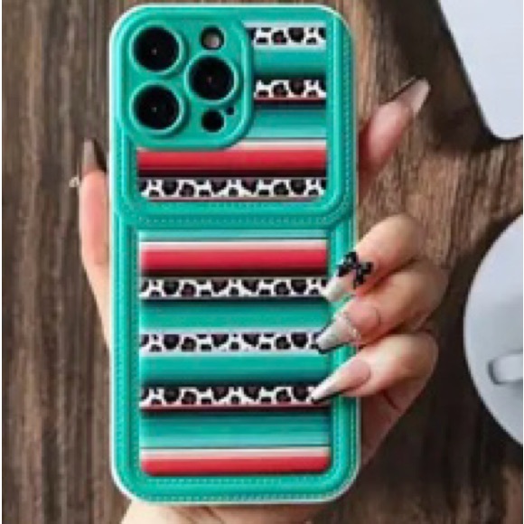 Stylish Teal and Multicolor iPhone 13/14 regular  Case - Picture 1 of 3